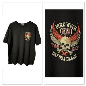 2016 75th Anniversary Daytona Beach Florida Bike Week Mens Black T-shirt Size XL
